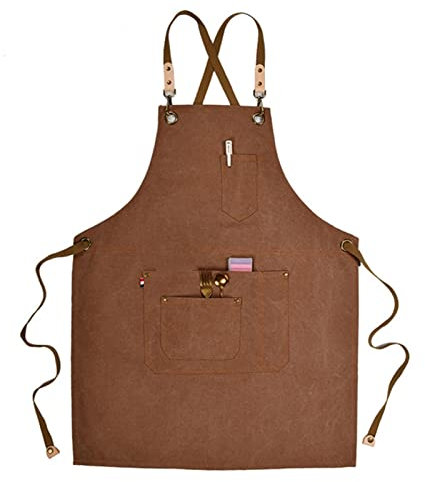 BATTTX Strapazierfähige, wasserdichte Canvas-Werkzeugschürze, Verstellbare Arbeitsschürze for Ingenieure, Schreiner, Barbier, Küche, Garten, Keramik, Handwerk, Werkstatt, Garage
