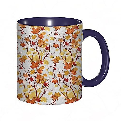 DHAEY Mug porcelaine fine Automne Automne Feuilles Éléments Saisonniers Ombragés Nature Esthétique |Mug humour pour collègue, amis, copains, frères et soeurs |Mug original avec