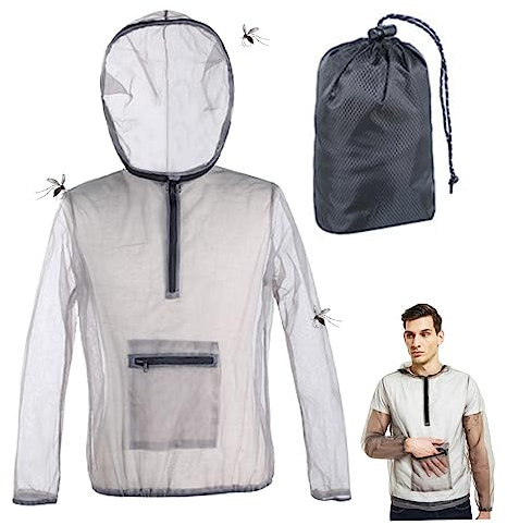NIDONE Mosquito Jacket,Mosquito Suits For Adults,Mosquito Jacket Mesh Midge Jacket With Hood Size Xl Breathable Mesh Midge Net Clothing For Men & Women Fishing,Camping Outdoor Protection From Flies