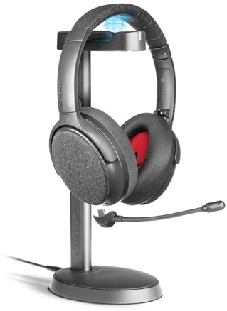 ONANOFF Fokus+ Hybrid Active Noise Cancelling Kopfhörer mit kabellosem Ladeständer, Dusk Grey