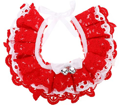 FRCOLOR Pet Dress Supplies Decorative Cat Collar Puppy Lace Collar Bell for Kitten Puppy
