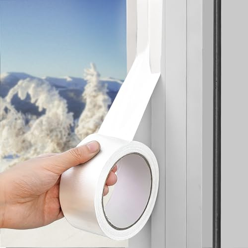 Ealing Tape for Windows 48mm/1.9 inches X 20m/66ft,Window Sealing Tape,Strong Sticky Gaffer Tape Water Resistance,for Wood, Plastic, Glass, Vinyl, Brick, Metal(White)