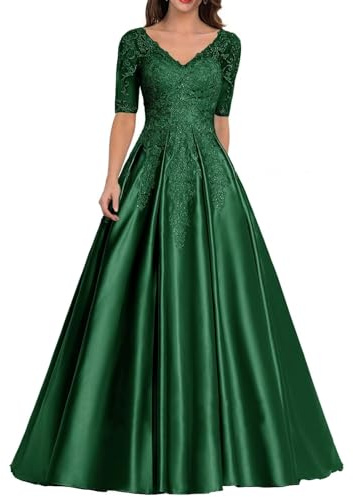 Sincemeet Abiti da Donna in Raso per la Madre della Sposa Abito da Sera Formale in Pizzo Abito da Ballo Lungo con Scollo a V