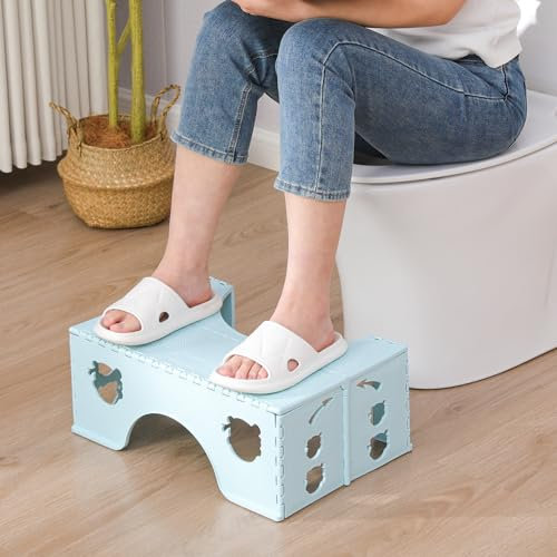 Sgabello WC Pieghevole - Fisiologico Bagno per Adulti e Bambini (Blu)