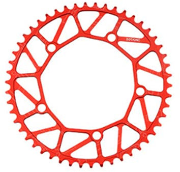 WANGZEYU Kettenblatt Faltrad Zahn Kettenblatt Positiv Negativ Zahn 46/48/50/52/56/58T Kettenblatt BMX Fahrrad Bunte Kurbelgarnitur 130BCD FahrradkettenbläTter (Color : 56T red)