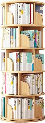 GaRcan Drehbares Bücherregal, kreativ, 4/5 Etagen, 360° drehbar, weißes Bücherregal, Aufbewahrung, bodenstehendes Eckregal, Lagerregal (Holz 40 x 160 cm)