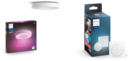 Philips Hue White & Color Ambiance Infuse Deckenleuchte L (3.700 lm) & Tap Dial Switch Drehschalter, weiß, personalisierbar via Hue App, Zubehör