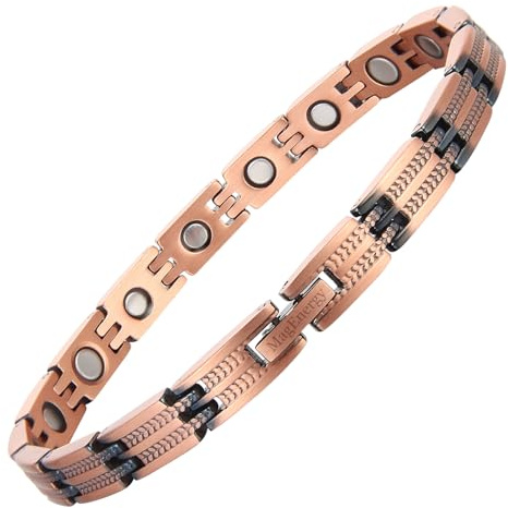 MagEnergy Bracelets magnétiques en cuivre pour femme, 99,9 % cuivre pur, boîte cadeau réglable avec outil de dimensionnement (oreille de blé)