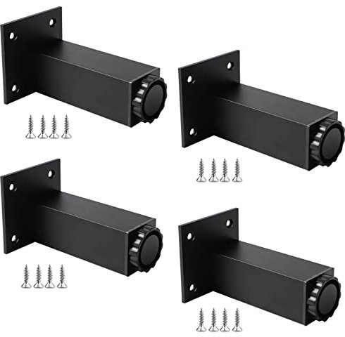 RWRAPS 4 Stück Moderne Möbelbeine, verstellbare Möbelbeine, Sofa-Stützfüße, Aluminiumlegierung, Tischbeine mit Schrauben, Silber-20 cm (7,9 Zoll) (schwarz 35 cm (13,8 Zoll))
