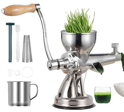 KJHYYPP Tabletop Manual Juicer, Portable Stainless Steel Juicer W/Suction Cup Base, Home Health Juicing Tool for Wheatgrass, Fruits, Etc