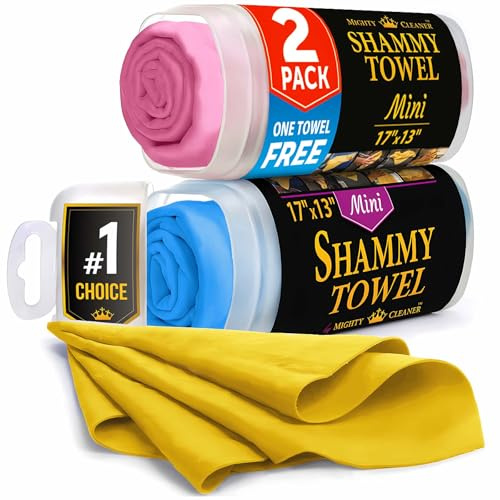 Mighty Cleaner Premium Mini-Tuch zum Trocknen, 43,2 x 33 cm, super saugfähiges Fensterleder, wiederverwendbar, kratzfrei, 2 Stück