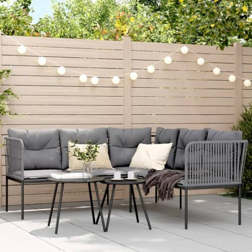 Keyroto Balkong hörnlounge aluminium hörnsoffa lounge balkong lounge balkong lounge balkongsoffa liten balkong trädgårdsoffa L-form sitthörn balkong hörnsoffa balkongmöbler svart 176 x 175 x 75 cm