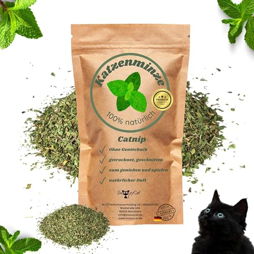 SNOOZYCAT® Herbe à chat de qualité supérieure - 30 g - Herbe à chat coupée à remplir pour coussin pour chat, coussin parfumé et jouet pour chat