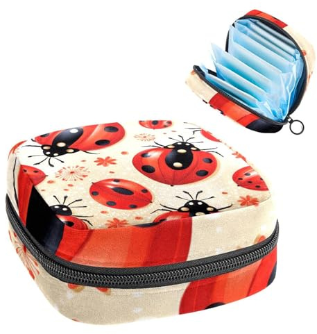 Borsa per assorbenti igienici, Ladybug-2093, borsa per il primo ciclo mestruale, per ragazze e donne, sacchetto per coppette mestruali femminili