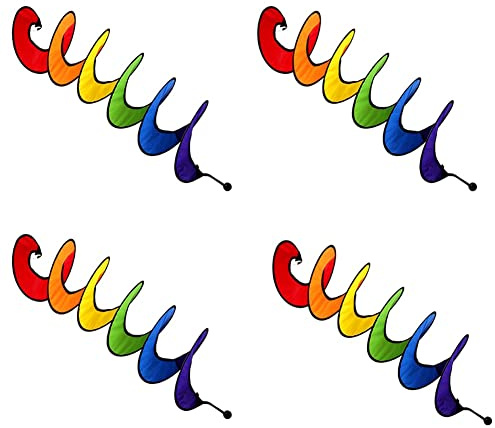 PRATYAHARA 4X Spiral Wind Spinner for Yard Garden Camping, Colorful Hanging Spiral Spinner Decoration for Outdoor Camping(Rainbow)