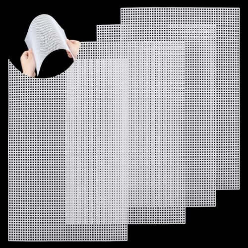 Styquenzer 4 Stück Plastic Canvas Sheets, Kunststoff Mesh Leinwandblätter, 20 ×30 cm Kunststoff-Nadelspitzen Leinwand Für Stickgarn Bastelarbeiten, Strick Und Häkelprojekte, Aquarium Trennwände