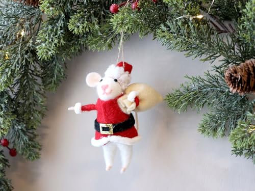 Weihnachtsbaum-Schmuck Maus aus Filz Weihnachtsdeko Baumschmuck Weihnachten Deko, Variante:Maus als Weihnachtsmann