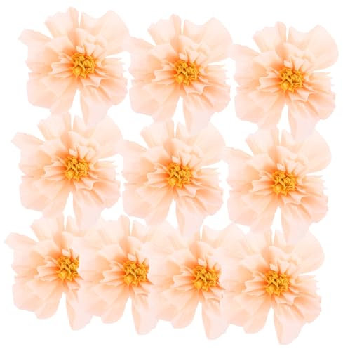 MUELODSIC 10stücke Krepppapier Blumen Für Hochzeiten Und Partys Dekorative Papierblumen Hellrosa Für Kreative -arrangements Haus Und Garten