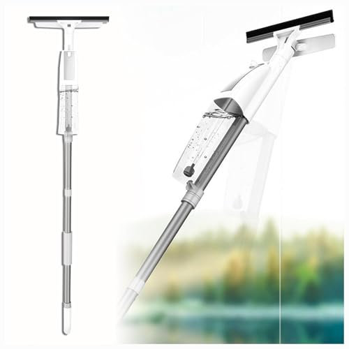 HJXBD888 3 en 1 Spray Limpiacristales con Poste Telescópico, Maquina Limpia Cristales con 3 Paños Microfibra para Baños,Ventanas,Espejos