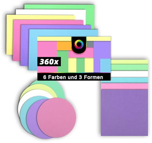 360 stycken moderationskort, Agoer 6 färger metaplankort runda, oval och rektangulära, 3 stycken indexkort inlärningskort blanka presentationskort färgglada för moderation färgade sorterade