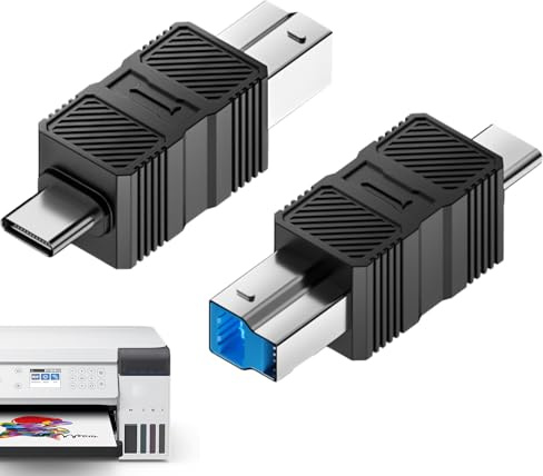 Jukeoiu Adaptador USB a B - Convertidor de conector de impresora USB a B 3.0, convertidor de transferencia de datos de alta velocidad para computadora portátil, escáner, disco duro