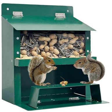 Eichhörnchentisch, Futterstation aus Metall, 20 x 15 x 22 cm, wetterfest, Futterstation für Wildtiere, lustige dekorative Futterstation für Eichhörnchen, Enten, Vögel und Streifenhörnchen, für den