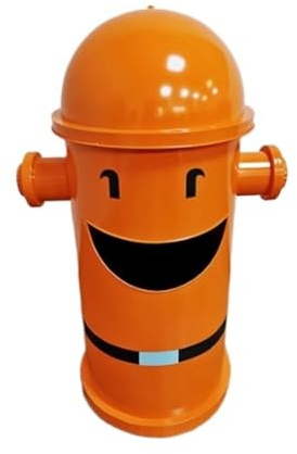 Jian1004 Cubo de basura para exteriores, Papelera industrial con cara sonriente - Gran cubo de hierro for manualidades creativas y decorativas(Orange)
