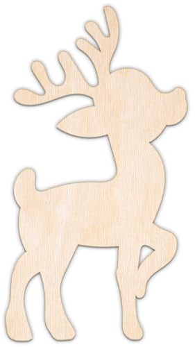 Creative Deco Personalisierte Weihnachtsanhänger Rentier | 5-100 cm | aus Sperrholz oder MDF | Weihnachtsdeko Holz | Lasergeschnittene Sperrholzausschnitte für Decoupage