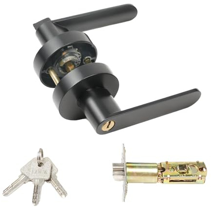 kainvyon Interior Privacy Door Handle with Lock, Door Lever for Bathroom and Bedroom (Black)