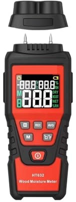 Moisture Meter, Wood Moisture Meter Wall Water Tester Digital Humidity Meter Two Pins Hygrometer Concrete Cement Brick Detector