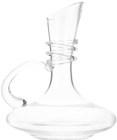 TINEASUR Carafe à Vin en Verre Cristal 1600 Ml, Décanter Rapide Bec Verseur Incliné, Grosse Carafe Portative pour Vin Rouge et Brandy, Ustensile de Service pour Dégustation et Restauration
