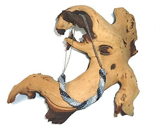 SSH-Design - kurze Kette Collier mit Häkelkettenstück - grau -