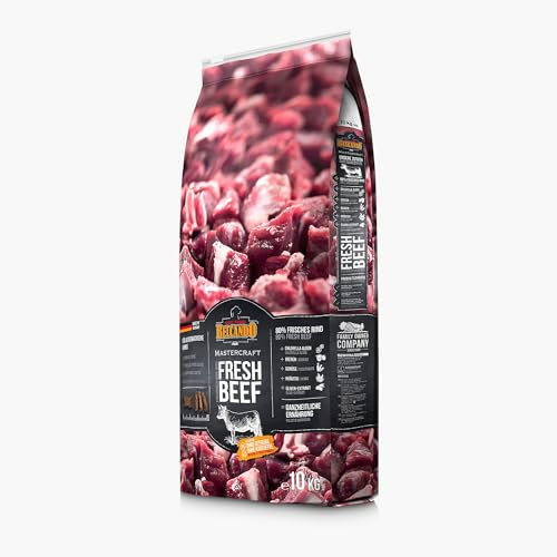BELCANDO MASTERCRAFT Hundefutter trocken Fresh Beef, 10kg, Trockenfutter für Hunde mit Rind, 80% Frischfleisch, getreidefrei, für alle Rassen, Made in Germany