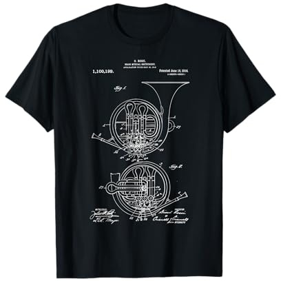 French Horn Patent T-Shirt Gift Music Funny T-Shirt