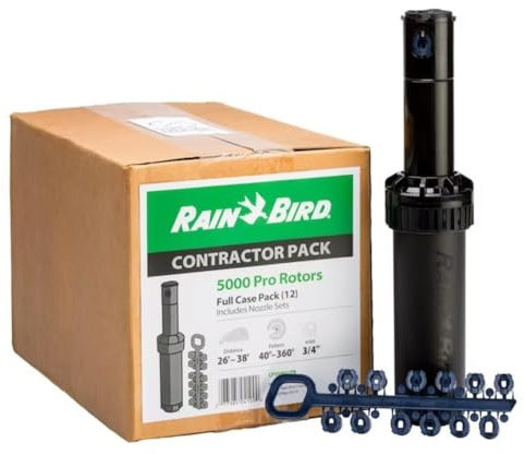 Rain Bird CP500012PK Professional Quality Rotary Sprinkler with Set of 12 Professional Nozzles, Sector Adjustable from 40° to 360°, Spray Distance 7.5 to 15 m