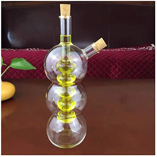 CheungLee Glass Olive Oil Bottle Cruet, 2 in 1 Kitchen Supplies Glass Oil and Vinegar Bottles of Soy Sauce Vinegar Bottle