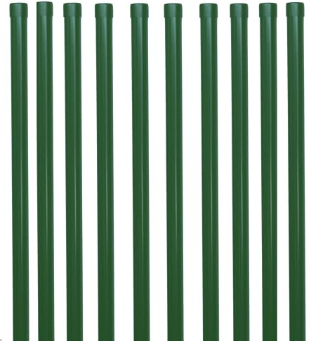 10x Metall Zaunpfosten Ø 34 mm 1425 mm – Gartenzaun Pfosten Grün RAL 6005 – Zaunpfahl Set für 1,2 m Schweißgitterzaun – Pulverbeschichtet inkl. Kunststoffkappe