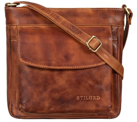 STILORD Melina Vintage Damen Ledertasche Kleine Umhängetasche für Frauen Elegante Schultertasche Handtasche zum Ausgehen Freizeit Abendtasche Leder Farbe:larino - braun