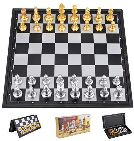 Jeu D'Échecs, Echec Magnétique en Echec Deluxe, Pliable Echecs Magnétique Coffret Éducatif Jeu pour Voyage pour Enfants à Partir de 6 Ans et Adultes (25CM x 25CM)