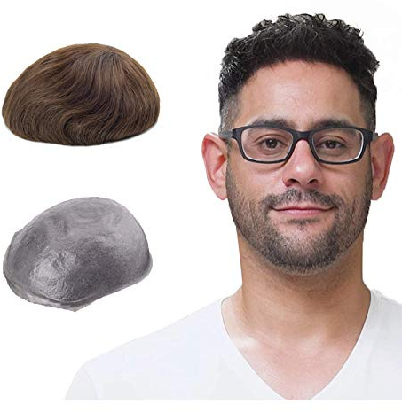 Lordhair Perücke Männer,Realität Toupet,0,06 mm Alle V-Looped Dünnes,Haarfreestyle,Natürlich eng anliegend, Elegant und Schön