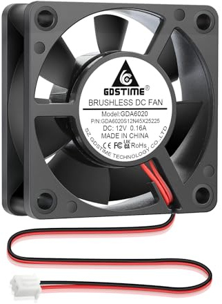 GDSTIME 60mm x 60mm x 20mm Computer Axial Fan 6020 12V DC Brushless Fan | 2Pin, 4500 RPM, 26.2 CFM, For 3D Printer PC CPU Xbox Game Console Router TV box