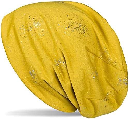 styleBREAKER Damen Beanie Mütze Glitzer Viskose Mix | Elastischer Bund (26 cm ungedehnt, 28 cm hoch), passend für Kopfumfang bis 59 cm, gepunktete Glitzer-Optik.