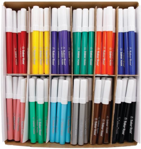 Baker Ross FE413 Großpackung Filzstifte mit Dicker Spitze für Kinder - 120 Stück, Buntstifte Set für Erwachsene und Kinder zum Malen und Gestalten