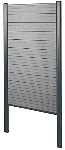 Mendler WPC-Sichtschutz Sarthe, Windschutz Zaun, Alu-Pfosten zum Einbetonieren, Basiselement schmal 100cm - grau