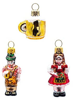 Oberfränkische Glas Weihnachtsbaumschmuck, Bayern Mini 3er Set