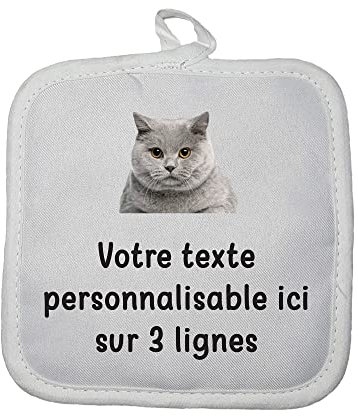 Mygoodprice Guanto da cucina, motivo: Pictogramme British Shorthair con testo personalizzabile