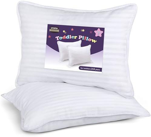 Utopia Bedding Toddler Pillows 2 Pack, 40 x 60 cm Cot Bed Pillow, Kids Small Pillow, Soft and Breathable Pillows, Perfect for Travel (White) (Intended for Age 2 and up)