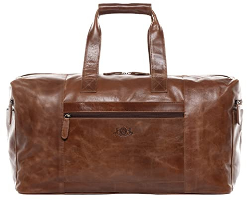SID & VAIN große XL Reisetasche echt Leder - Sporttasche groß Bristol XL - Weekender Handgepäck mit Schultergurt - Ledertasche Herren und Damen braun handgefertigt