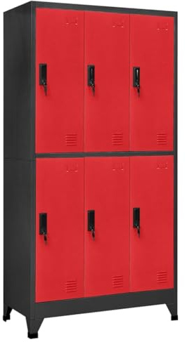 vidaXL Schließfachschrank Metallschrank Lagerschrank Aktenschrank Fächerschrank Spindschrank Spind Umkleideschrank Spint Anthrazit Rot 90x45x180 cm Stahl