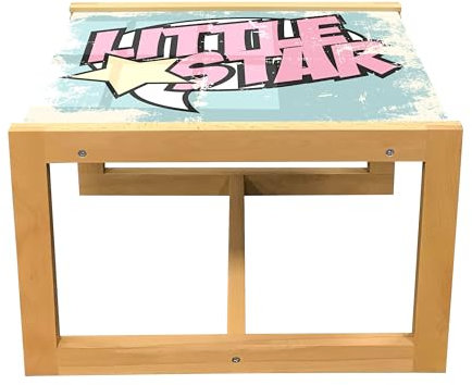 ABAKUHAUS Popstar-Party Couchtisch, Grunge Retro Stern, Acrylglas-Mitteltisch mit Holzrahmen für Büros Wohnheime, Klein Größe, Hellrosa Blassblau